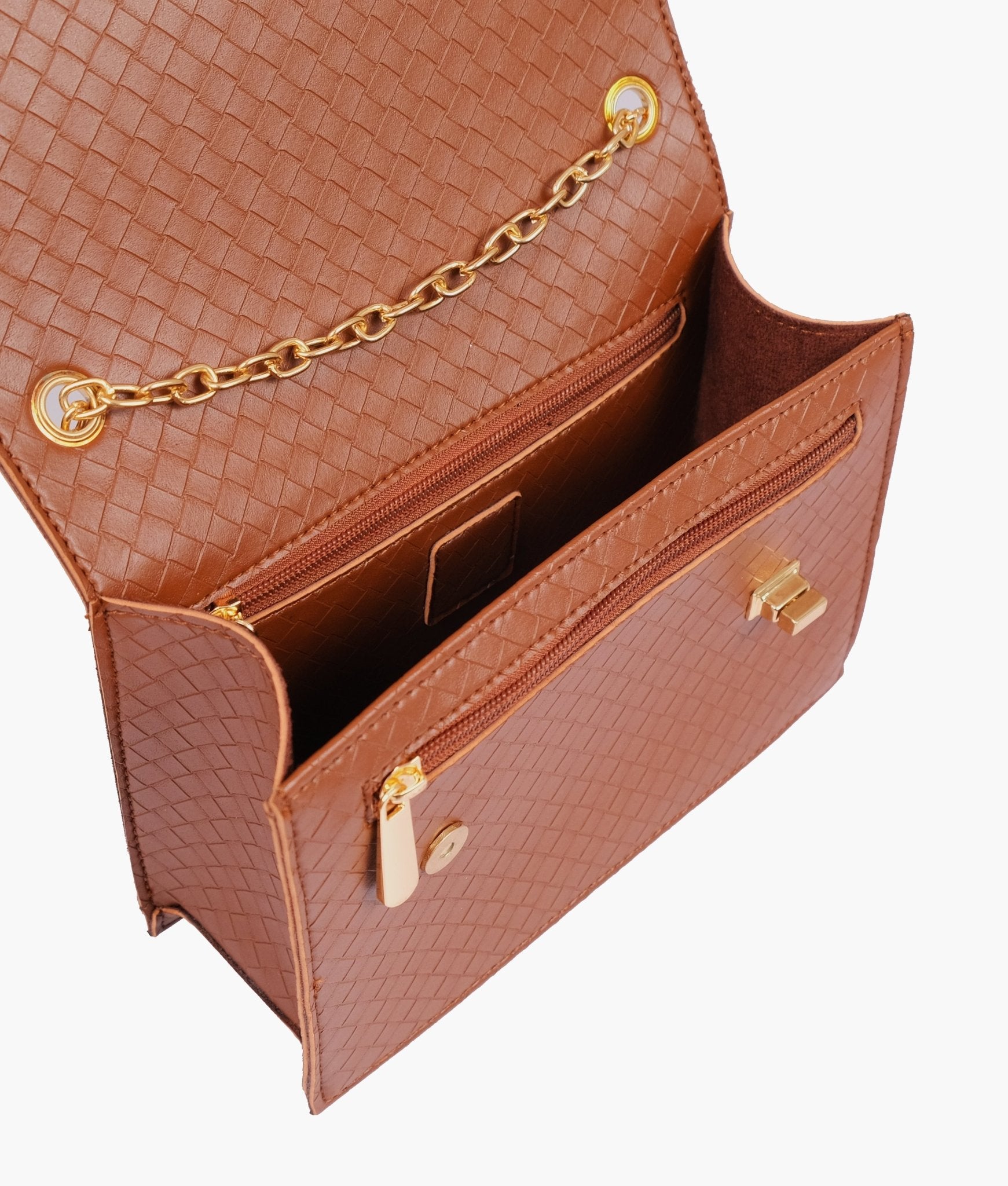 Czargarm Weaved Chain Shoulder Bag With Twist Lock - Czargarm.com